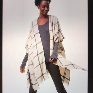 Ann Taylor LOFT plaid wrap poncho